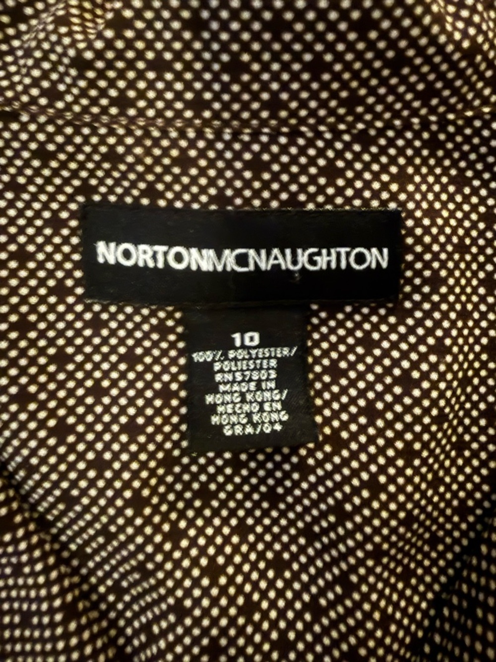 Vintage Norton McNaughton Brown Shirt with White Dot Print - Picture 4 of 4